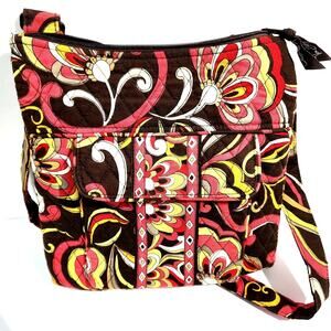 Vera Bradley Puccini Crossbody Red Brown Bag Quilted Hipster Retired 2008